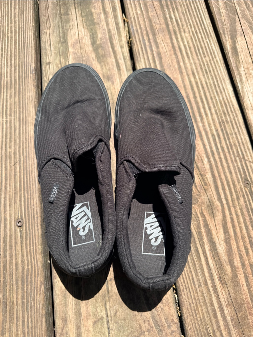 Vans Black Canvas Slip-On Loafers for Men